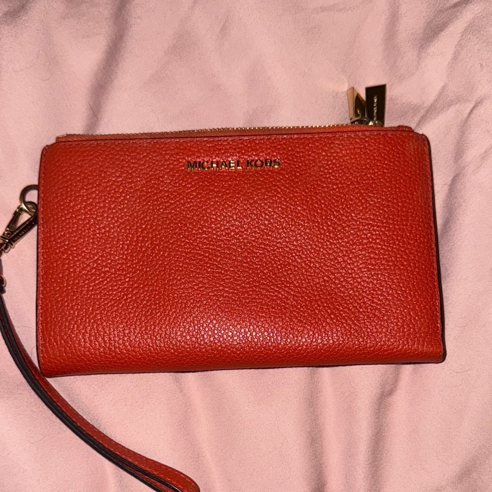 Michael Kors Vibrant Red/orange Wristlet